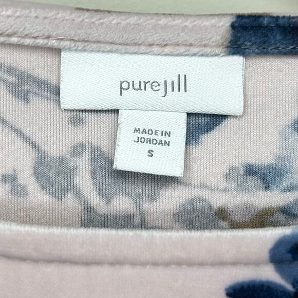 J. Jill Pure Jill Velour Tunic Top Size S Floral Print Long Sleeve Hip Pocket - Picture 4 of 9